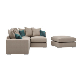 Majestic Right Hand Corner Sofa with Footstool and Loose Back Cushions, beige/azure - thumbnail 2