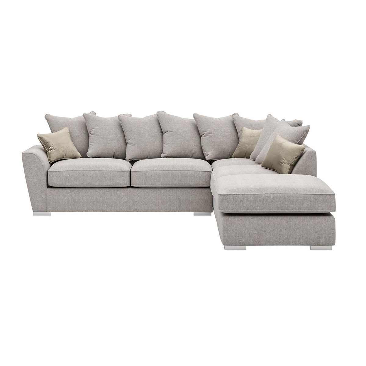 Majestic Right Hand Corner Sofa with Footstool and Loose Back Cushions, cream/mink - image 1