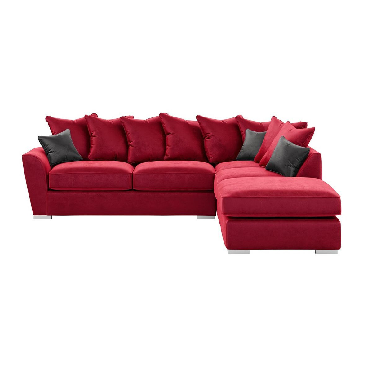 Majestic Right Hand Corner Sofa with Footstool and Loose Back Cushions, dark red/graphite - image 1