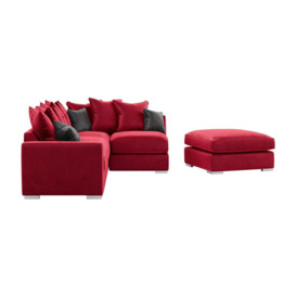 Majestic Right Hand Corner Sofa with Footstool and Loose Back Cushions, dark red/graphite - thumbnail 2