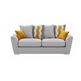 Majestic 3 Seater Sofa with Loose Back Cushions, light grey/mustard