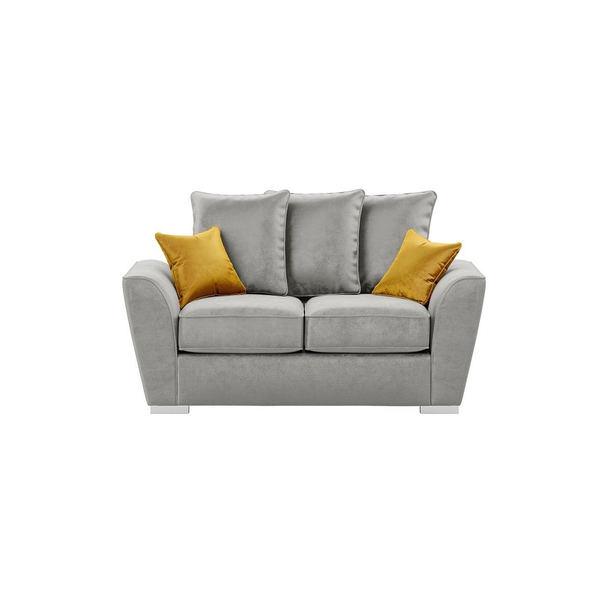 Majestic 2 Seater Sofa with Loose Back Cushions, silver/mustard - image 1