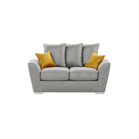 Majestic 2 Seater Sofa with Loose Back Cushions, silver/mustard - thumbnail 1