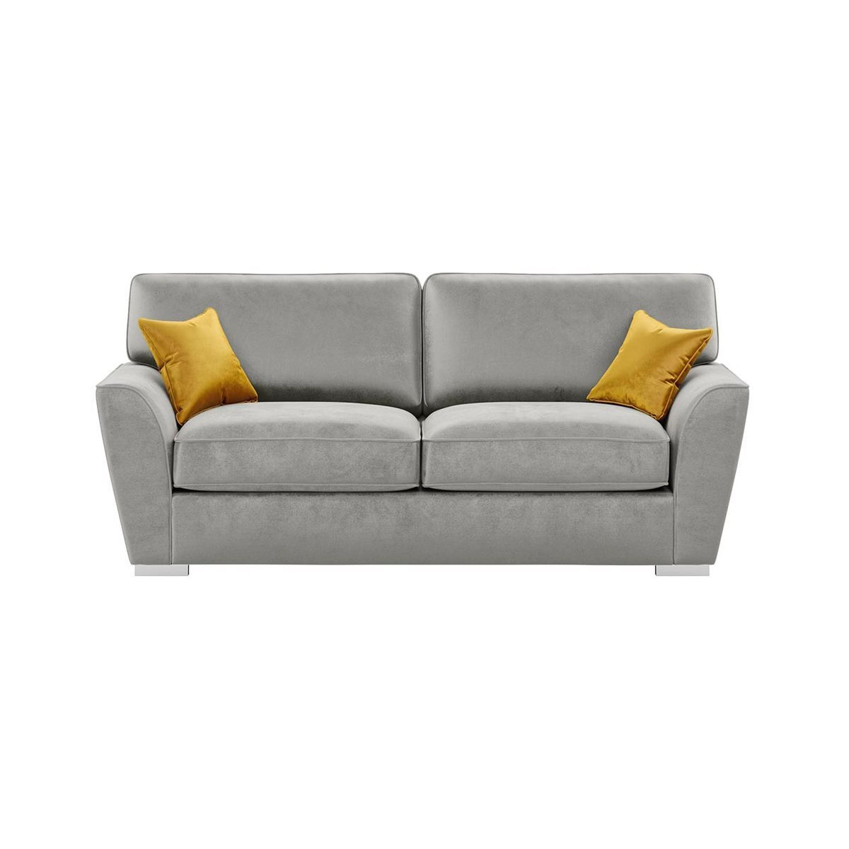 Majestic 3 Seater Sofa with Fitted Back Cushions, silver/mustard - image 1