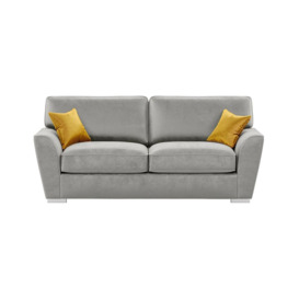 Majestic 3 Seater Sofa with Fitted Back Cushions, silver/mustard - thumbnail 1