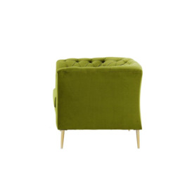 Chesterfield Modern Armchair, olive green, Leg colour: gold metal - thumbnail 2