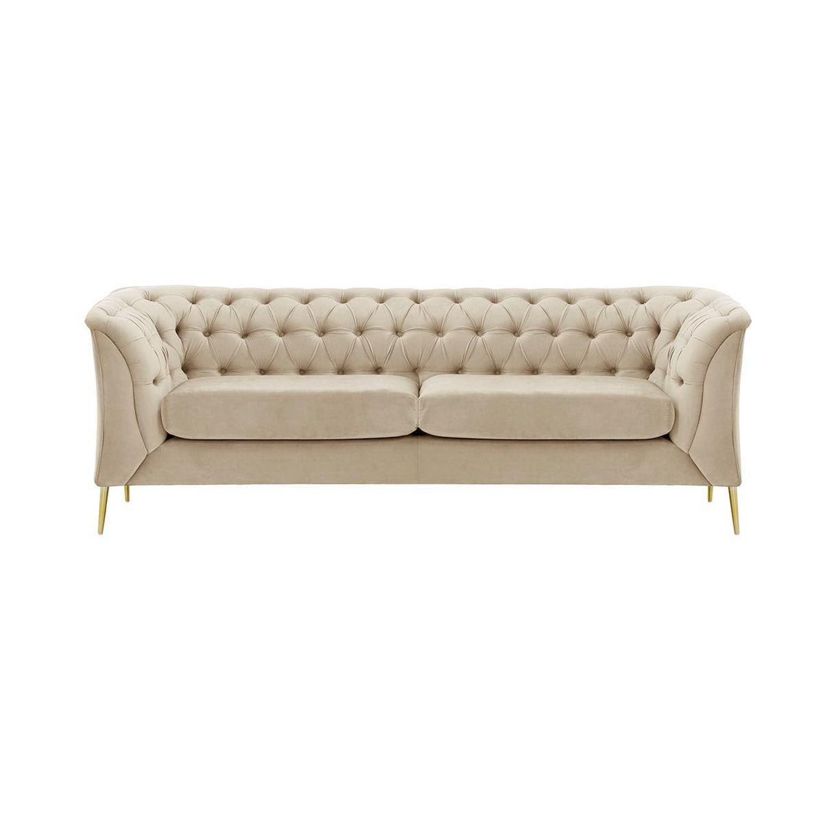 Chesterfield Modern 2,5 Seater Sofa, light beige, Leg colour: gold metal - image 1