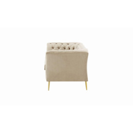 Chesterfield Modern 2,5 Seater Sofa, light beige, Leg colour: gold metal - thumbnail 3