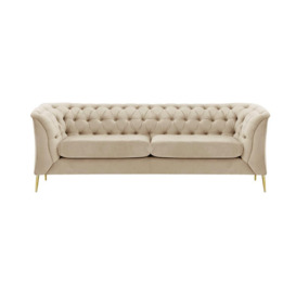 Chesterfield Modern 2,5 Seater Sofa, light beige, Leg colour: gold metal - thumbnail 1
