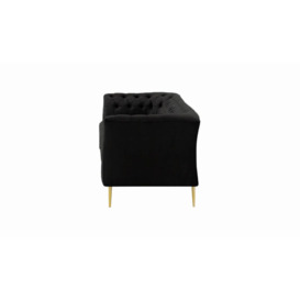 Chesterfield Modern 3 Seater Sofa, black, Leg colour: gold metal - thumbnail 2