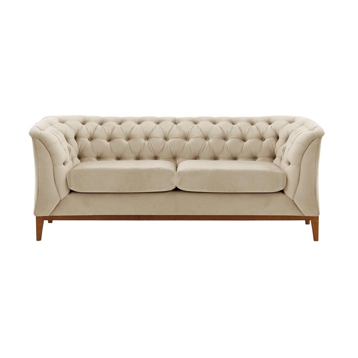 Chesterfield Modern 2 Seater Sofa Wood, light beige, Leg colour: aveo - image 1