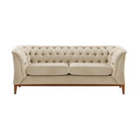 Chesterfield Modern 2 Seater Sofa Wood, light beige, Leg colour: aveo - thumbnail 1