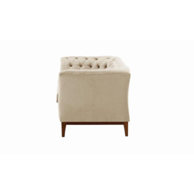 Chesterfield Modern 2 Seater Sofa Wood, light beige, Leg colour: aveo - thumbnail 3