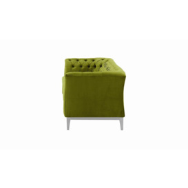Chesterfield Modern 3 Seater Sofa Wood, olive green, Leg colour: white - thumbnail 3