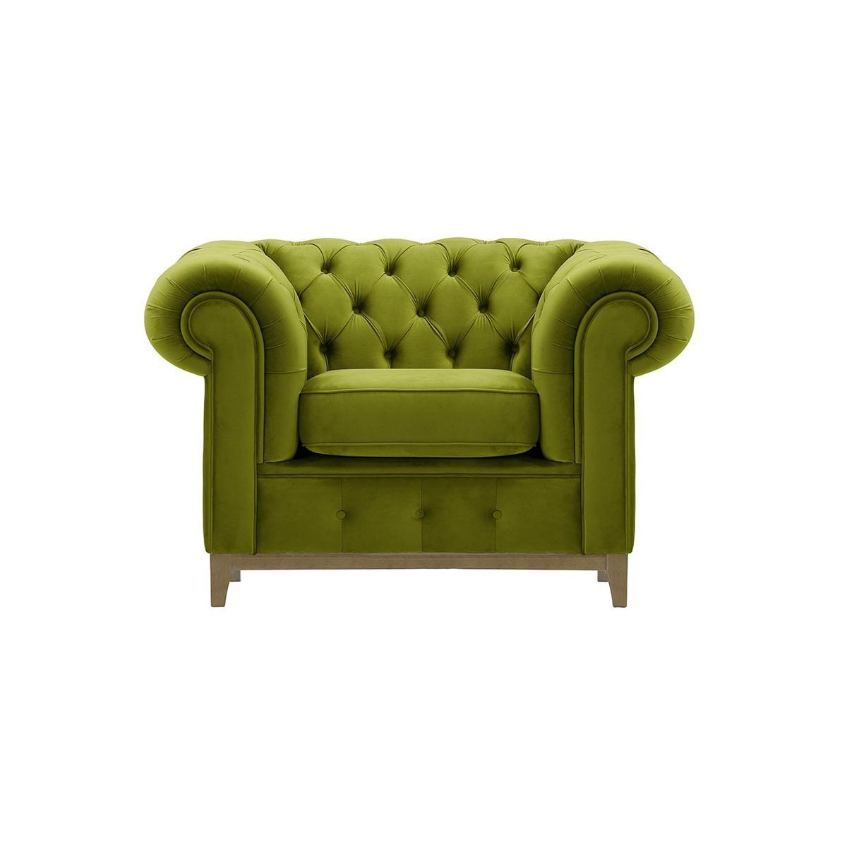 Chesterfield Grand Armchair, olive green, Leg colour: wax black - image 1