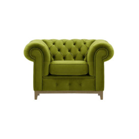 Chesterfield Grand Armchair, olive green, Leg colour: wax black - thumbnail 1
