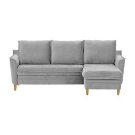 Amour Corner Sofa Bed With Storage, silver - thumbnail 1