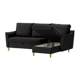 Amour Corner Sofa Bed With Storage, black - thumbnail 2