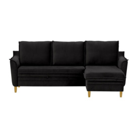 Amour Corner Sofa Bed With Storage, black - thumbnail 1