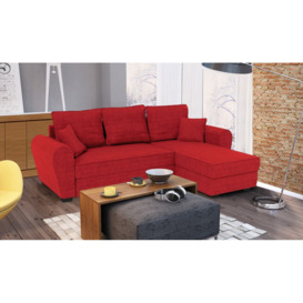 Nicea Corner Sofa Bed With Storage, red - thumbnail 2