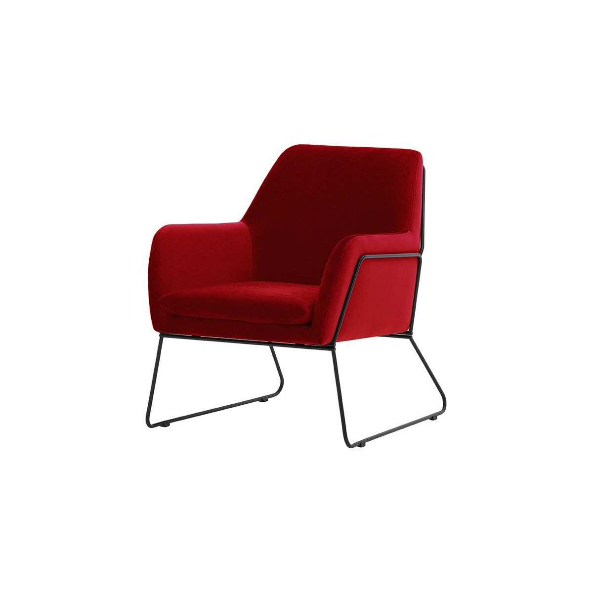 Foxe Metal Frame Armchair, dark red, Leg colour: black metal frame - image 1