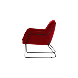 Foxe Metal Frame Armchair, dark red, Leg colour: black metal frame - thumbnail 3