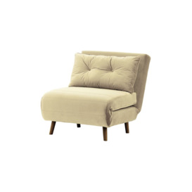 Flic Single Sofa Bed Chair - width 77 cm, mink, Leg colour: dark oak - thumbnail 1