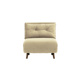 Flic Single Sofa Bed Chair - width 77 cm, mink, Leg colour: dark oak - thumbnail 2