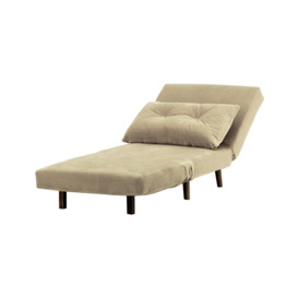 Flic Single Sofa Bed Chair - width 77 cm, mink, Leg colour: dark oak - thumbnail 3