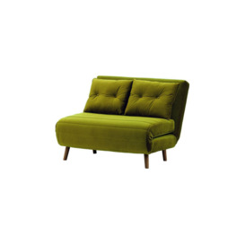 Flic Small Sofa Bed - width 103 cm, olive green, Leg colour: dark oak - thumbnail 1