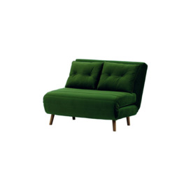 Flic Small Sofa Bed - width 103 cm, dark green, Leg colour: dark oak