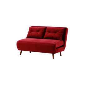Flic Double Sofa Bed - width 120 cm, dark red, Leg colour: aveo