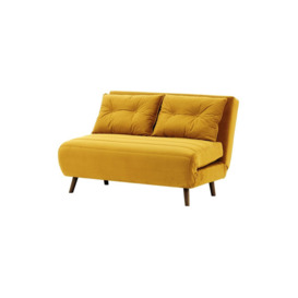 Flic Double Sofa Bed - width 120 cm, mustard, Leg colour: dark oak