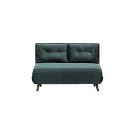 Flic Double Sofa Bed - width 120 cm, dirty blue, Leg colour: dark oak - thumbnail 3