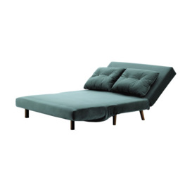 Flic Double Sofa Bed - width 120 cm, dirty blue, Leg colour: dark oak - thumbnail 2