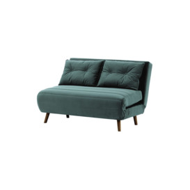 Flic Double Sofa Bed - width 120 cm, dirty blue, Leg colour: dark oak - thumbnail 1