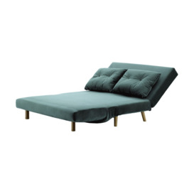 Flic Double Sofa Bed - width 120 cm, dirty blue, Leg colour: wax black - thumbnail 2