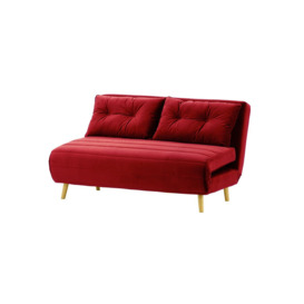 Flic Large Double Sofa Bed - width 142 cm, dark red, Leg colour: like oak
