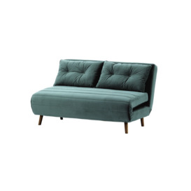 Flic Large Double Sofa Bed - width 142 cm, dirty blue, Leg colour: dark oak