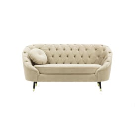 Kooper 2 Seater Sofa with quilting, light beige, Leg colour: Black + gold