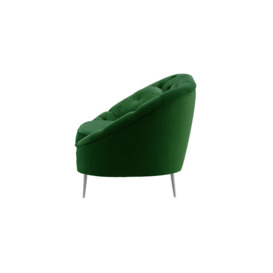 Kooper Armchair with quilting, dark green, Leg colour: chrome metal - thumbnail 3