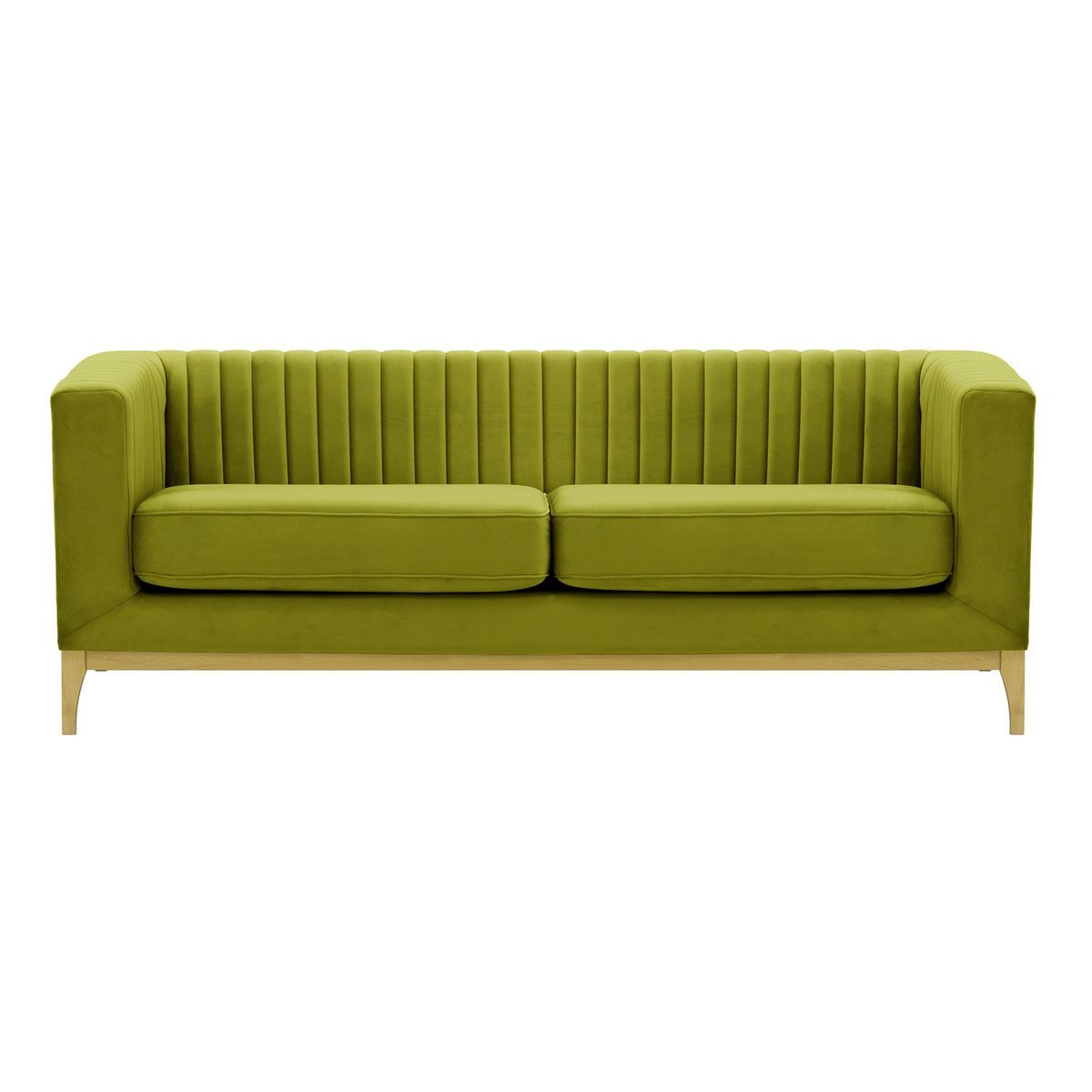 Slender Wood 3 Seater Sofa, olive green, Leg colour: like oak - image 1