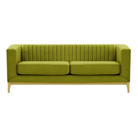 Slender Wood 3 Seater Sofa, olive green, Leg colour: like oak - thumbnail 1