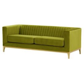 Slender Wood 3 Seater Sofa, olive green, Leg colour: like oak - thumbnail 2