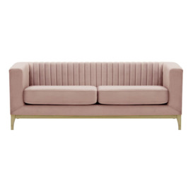 Slender Wood 3 Seater Sofa, lilac, Leg colour: wax black