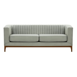 Slender Wood 3 Seater Sofa, silver, Leg colour: dark oak - thumbnail 1