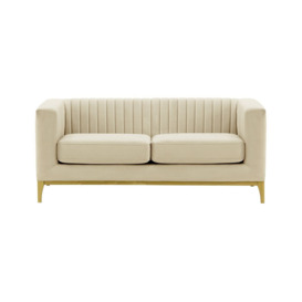 Slender Wood 2 Seater Sofa, light beige, Leg colour: like oak