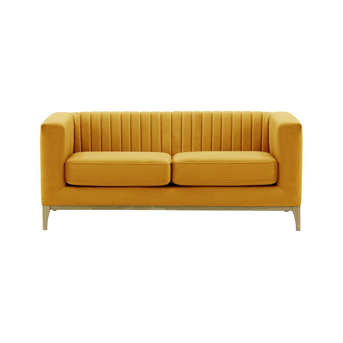 Slender Wood 2 Seater Sofa, mustard, Leg colour: wax black - image 1