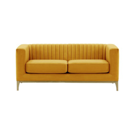 Slender Wood 2 Seater Sofa, mustard, Leg colour: wax black - thumbnail 1