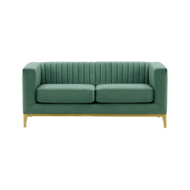 Slender Wood 2 Seater Sofa, dirty blue, Leg colour: like oak - thumbnail 1